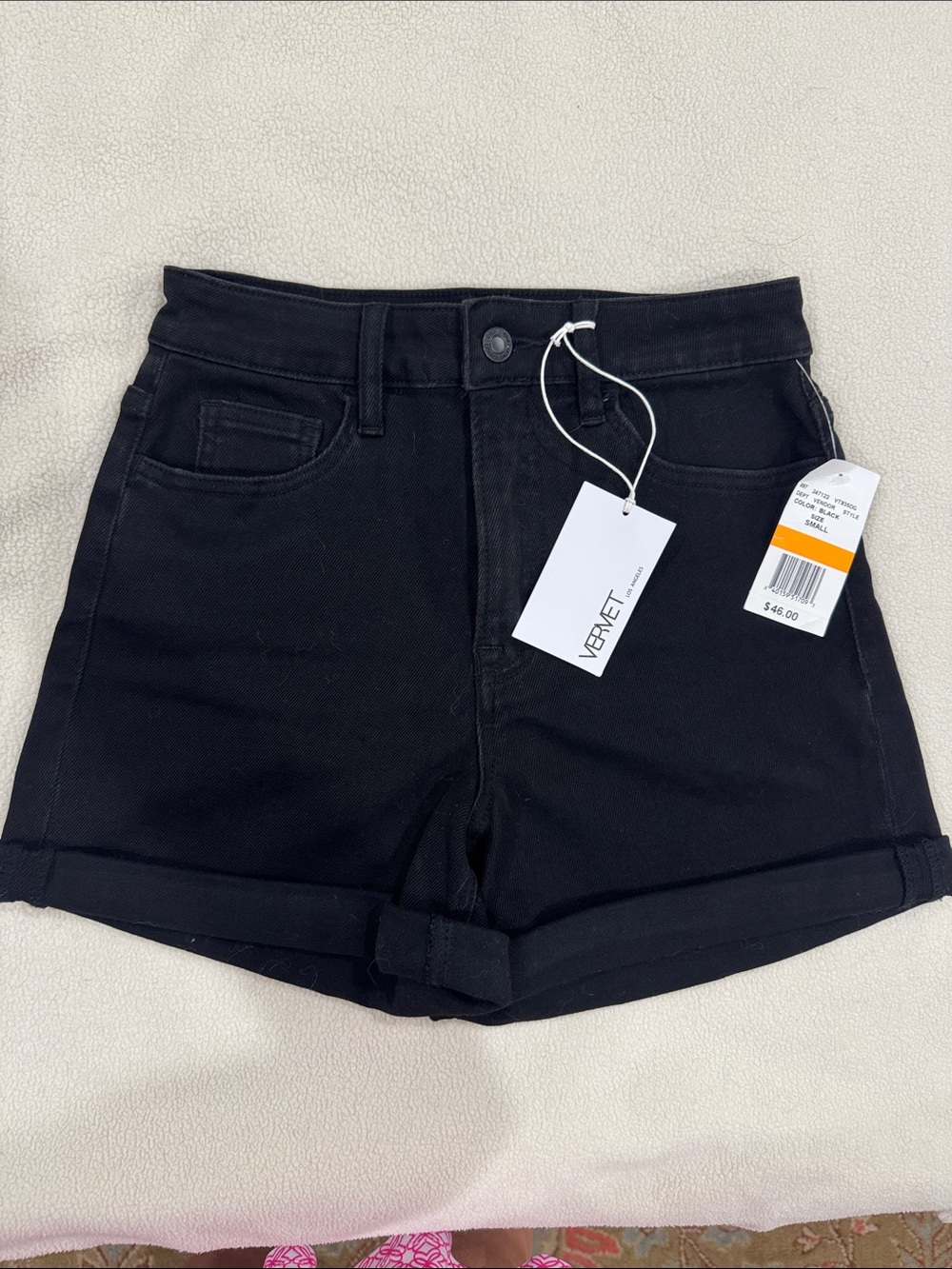VERVET by Flying Monkey Black High-Rise Cuffed Jean Shorts